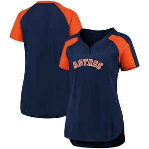 BNWT Houston Astros V-Neck Jersey Tee Navy Blue Orange Size XS